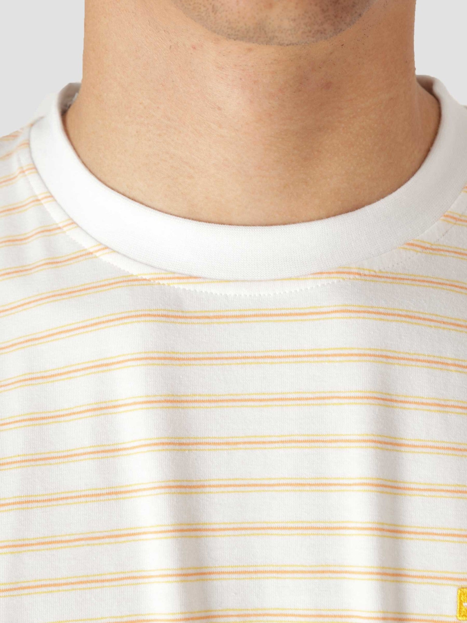 QB601 Stripe T-shirt White Orange Yellow