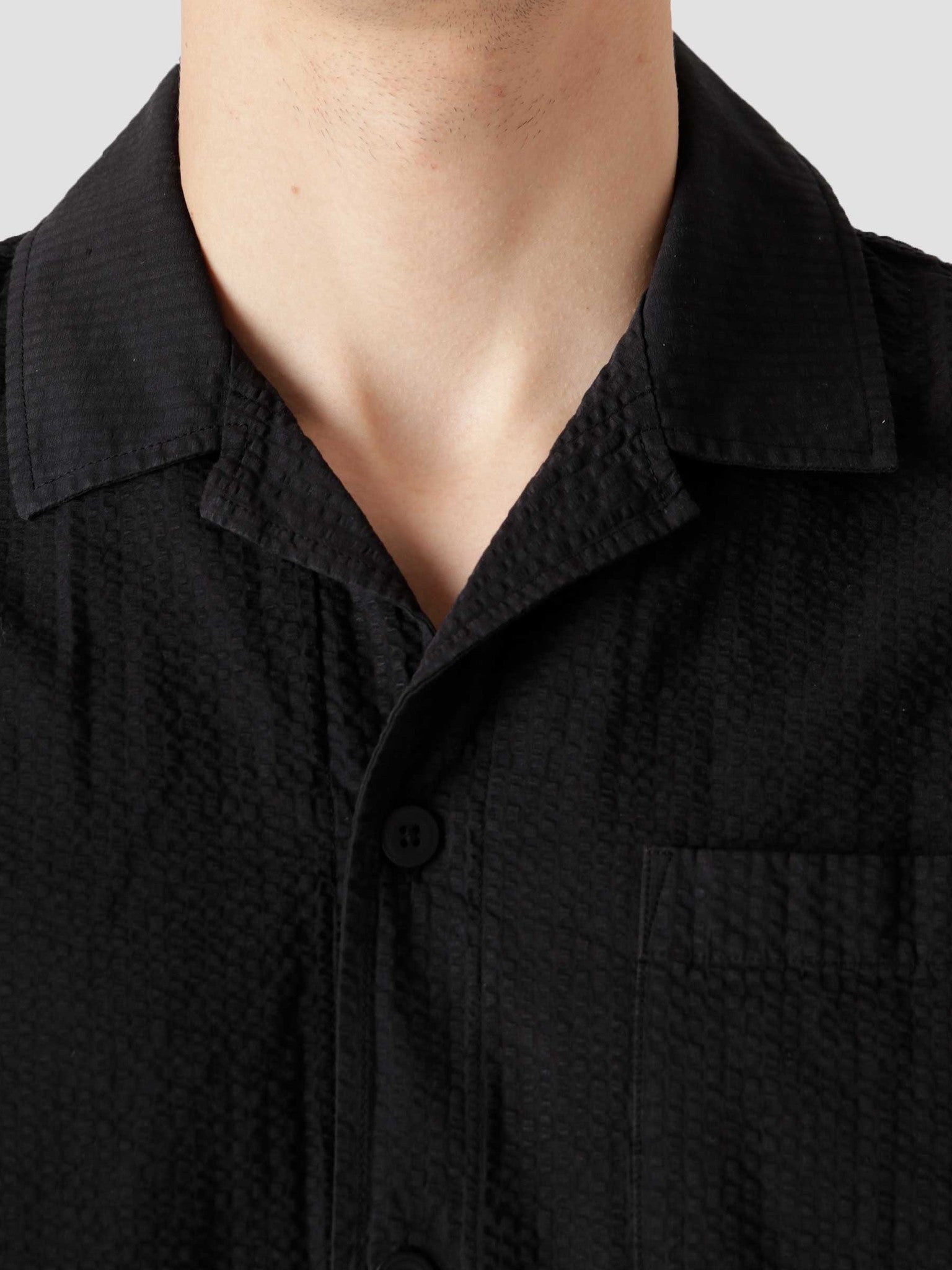QB46 Seersucker Shirt Black